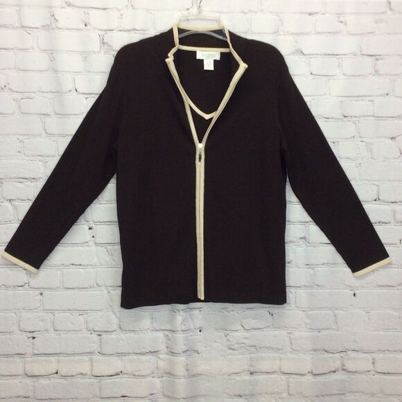 Elana By Tanner Women’s Silk Blend Sweater Set Sz 0/1 Full Zip Cardigan 0 Tank 1 - Picture 8 of 12